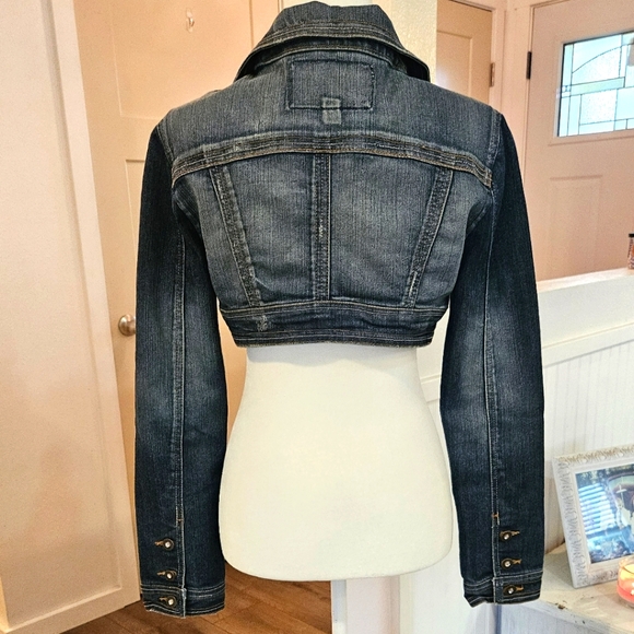 Barely Worn- HAMMER JEANS - Short Shrug style distressed Jean Jacket- Size L - Picture 4 of 5